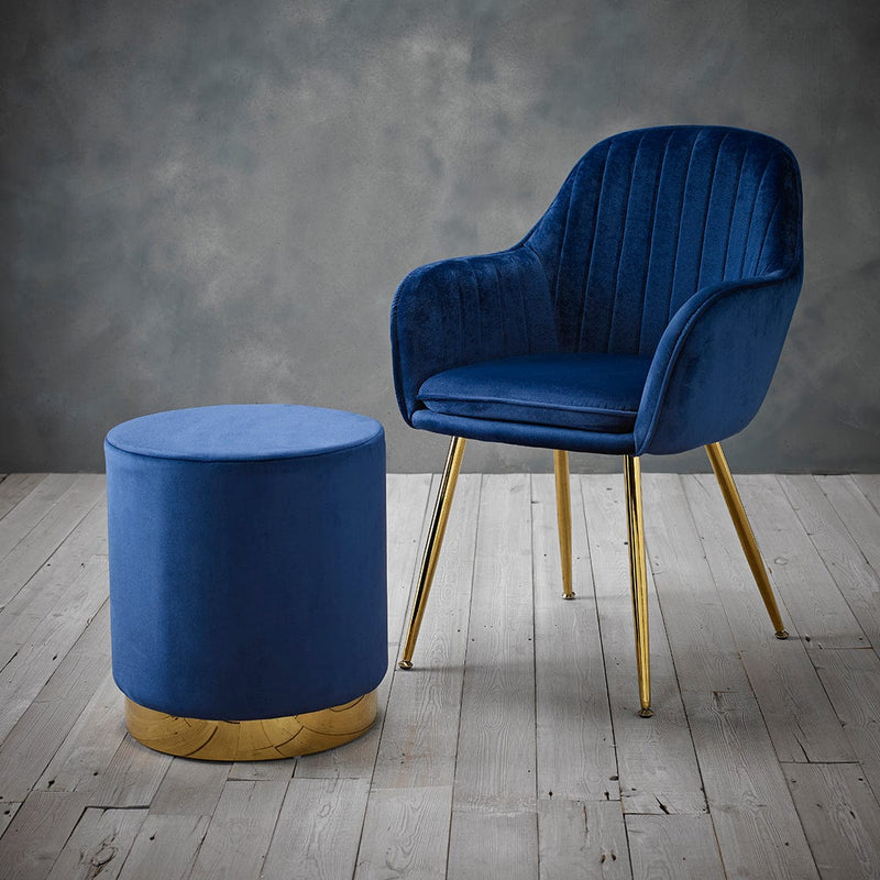 LPD Stool Lara Pouffe Royal Blue Velvet (Pack of 1) Bed Kings
