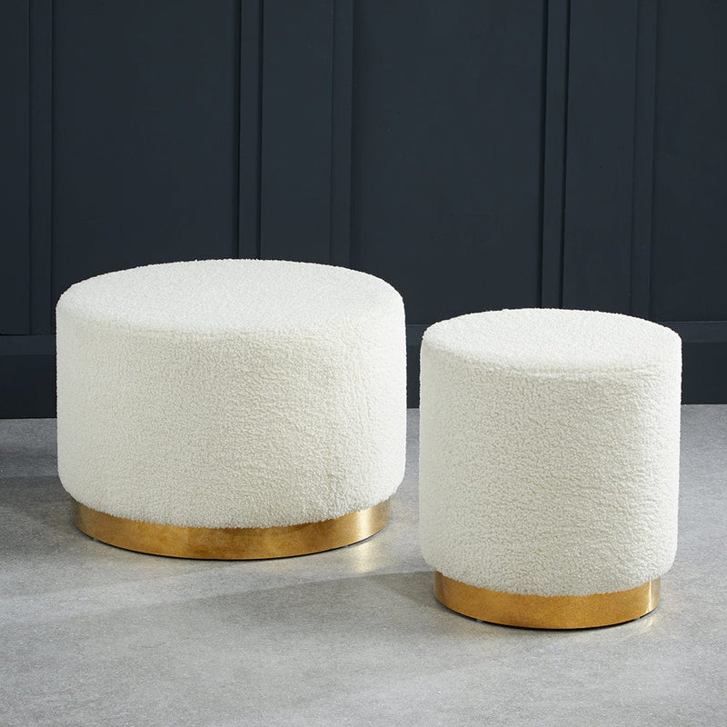 LPD Stool Lara Pouffe Ted Fabric Large - From LPD Bed Kings