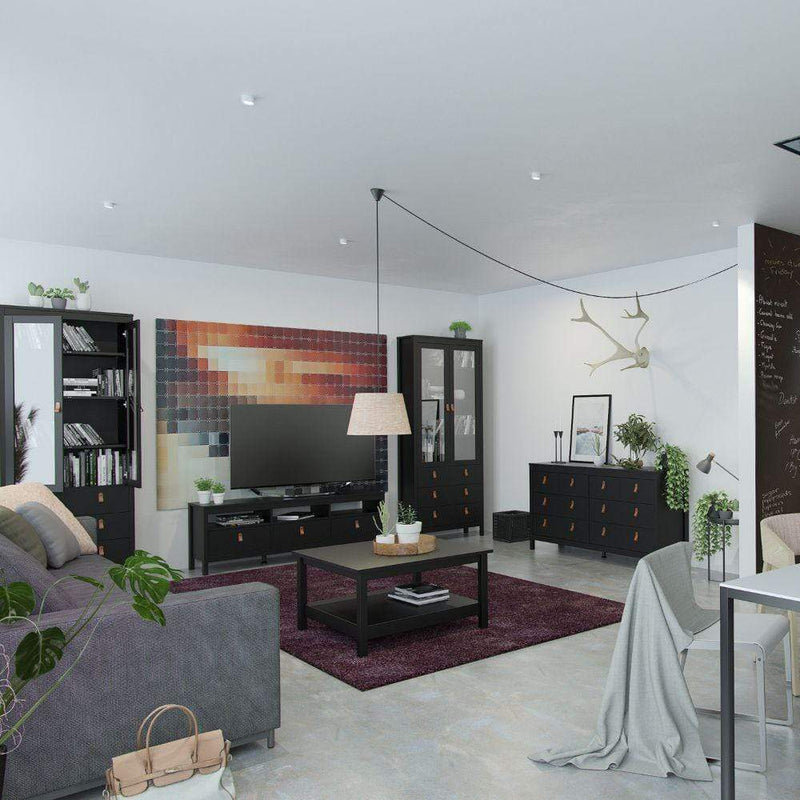 FTG TV Unit Barcelona TV Unit 3 Drawers In Matt Black Bed Kings