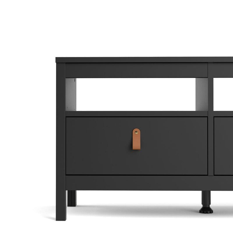 FTG TV Unit Barcelona TV Unit 3 Drawers In Matt Black Bed Kings