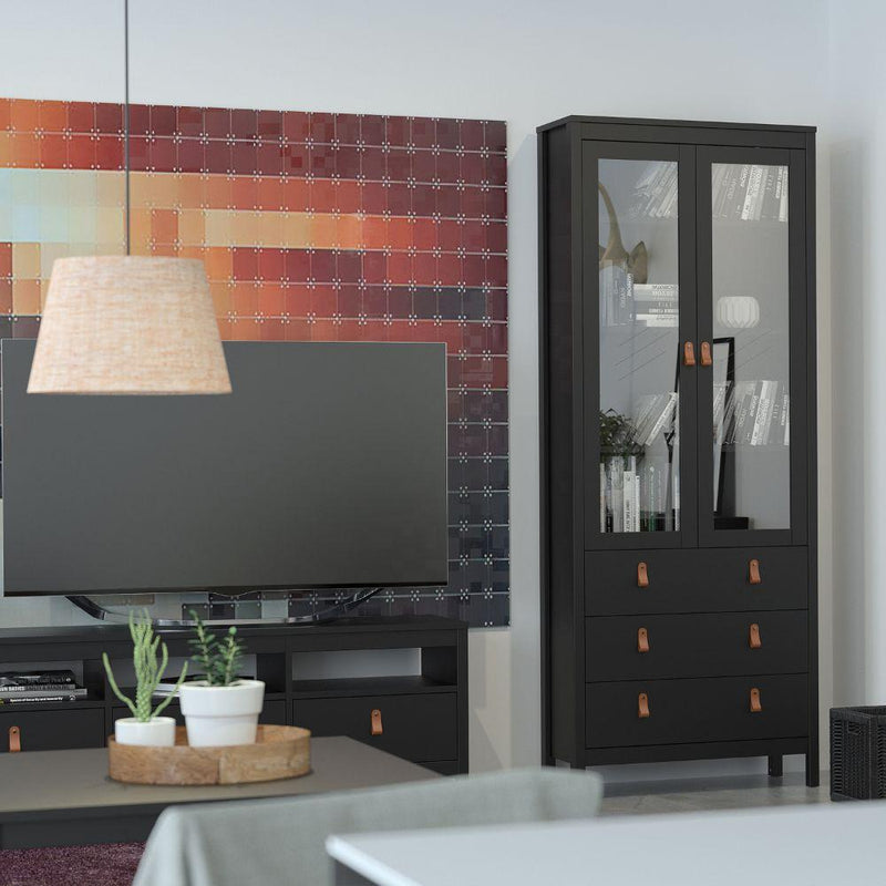 FTG TV Unit Barcelona TV Unit 3 Drawers In Matt Black Bed Kings