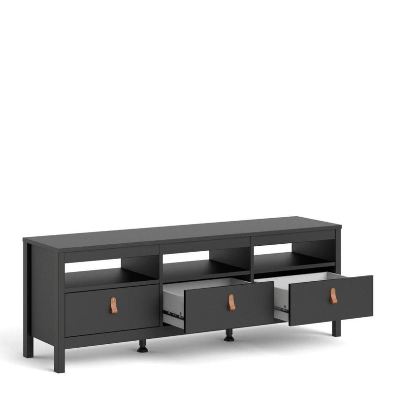 FTG TV Unit Barcelona TV Unit 3 Drawers In Matt Black Bed Kings