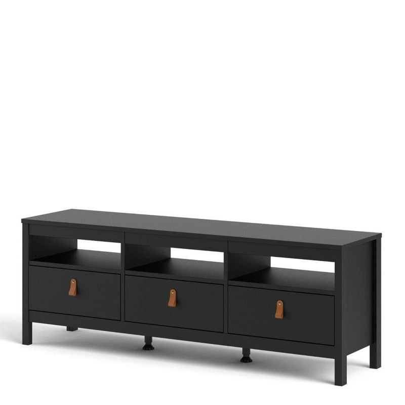 FTG TV Unit Barcelona TV Unit 3 Drawers In Matt Black Bed Kings