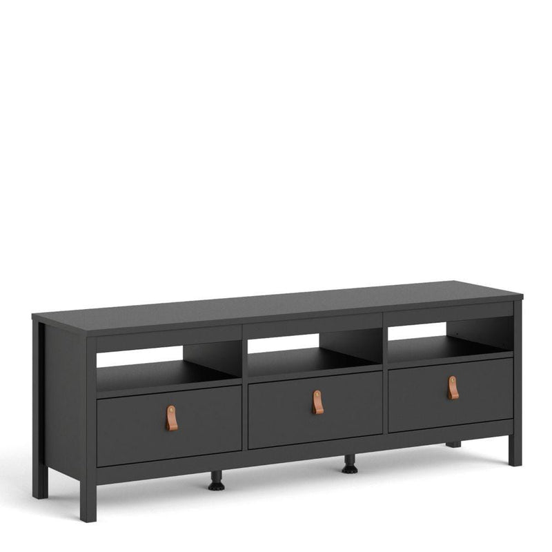 FTG TV Unit Barcelona TV Unit 3 Drawers In Matt Black Bed Kings