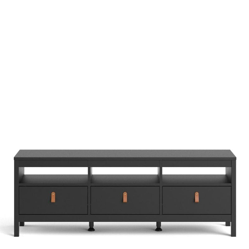 FTG TV Unit Barcelona TV Unit 3 Drawers In Matt Black Bed Kings