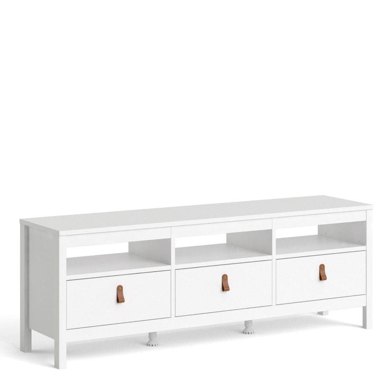 FTG TV Unit Barcelona TV Unit 3 Drawers In White Bed Kings
