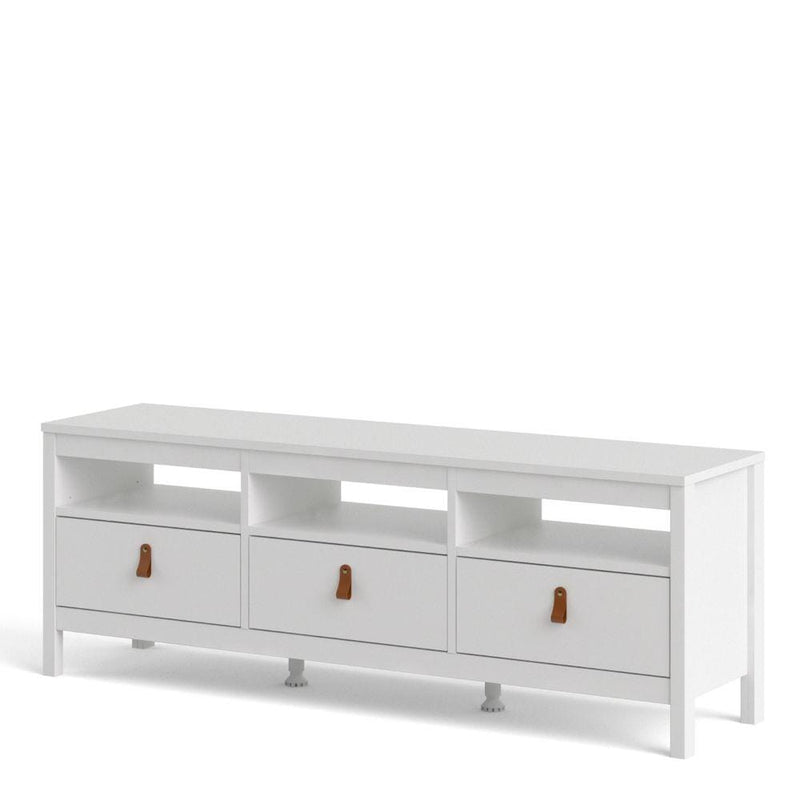 FTG TV Unit Barcelona TV Unit 3 Drawers In White Bed Kings