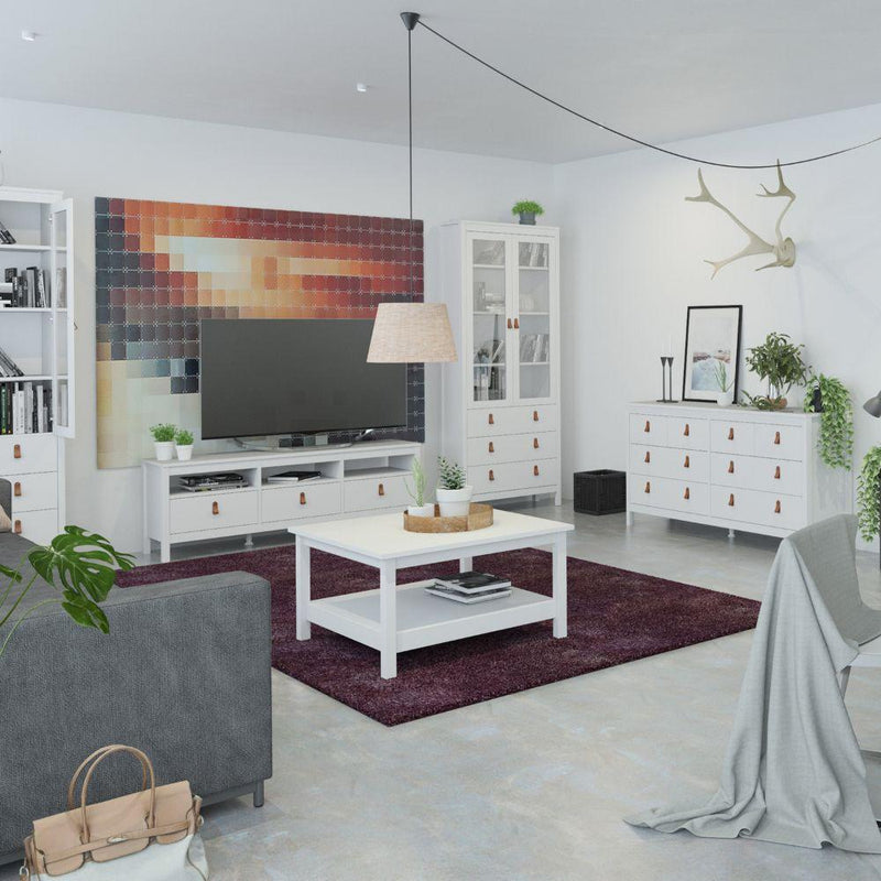 FTG TV Unit Barcelona TV Unit 3 Drawers In White Bed Kings