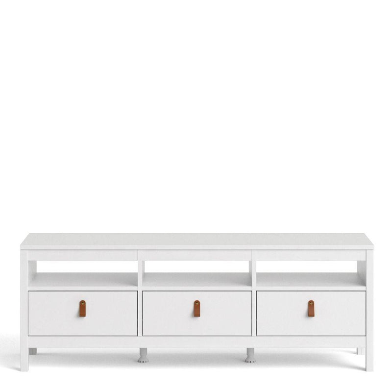 FTG TV Unit Barcelona TV Unit 3 Drawers In White Bed Kings