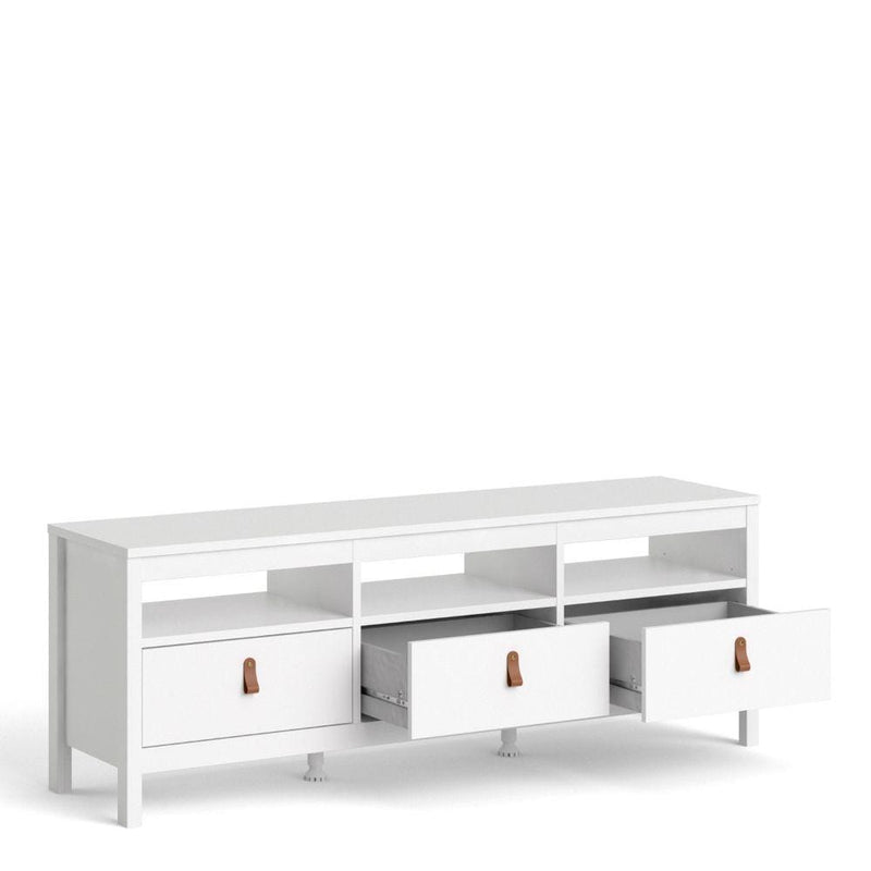 FTG TV Unit Barcelona TV Unit 3 Drawers In White Bed Kings