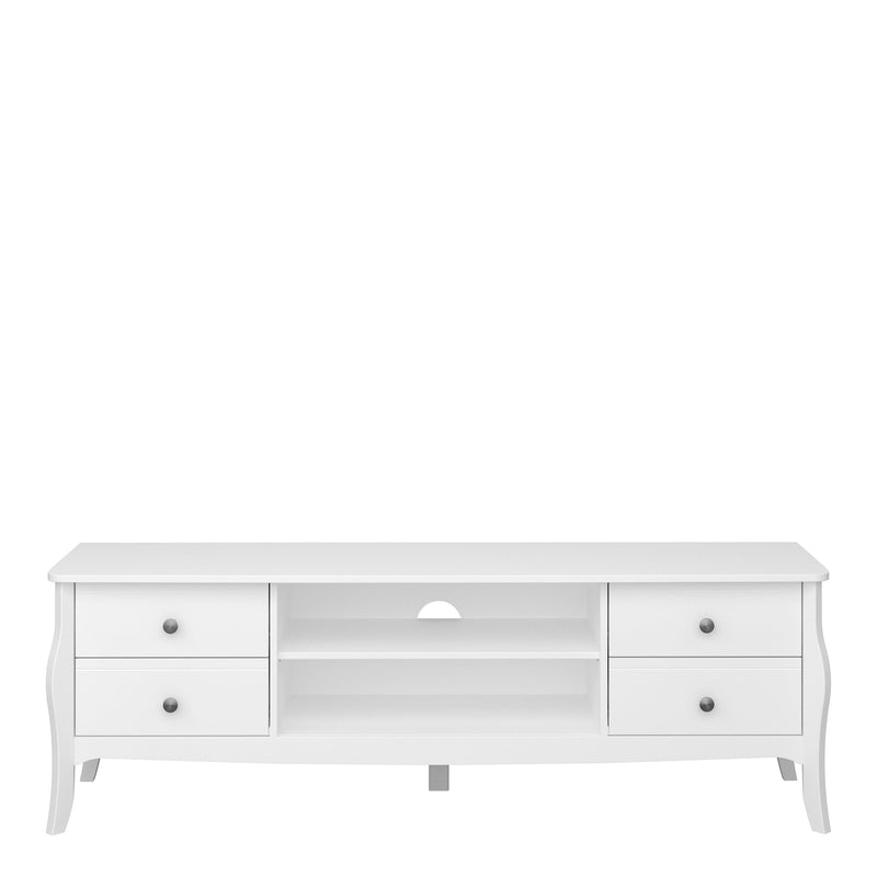 FTG TV Unit Baroque TV Table (Wide) 4 Drw 2 Shelves White Bed Kings