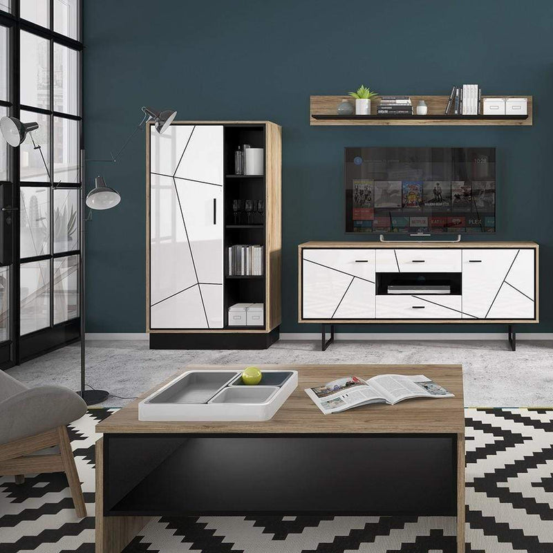 FTG TV Unit Brolo - 2 door 2 drawer TV unit - Walnut/White Bed Kings