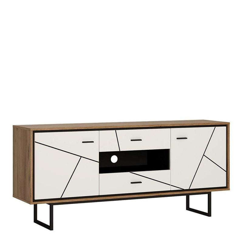 FTG TV Unit Brolo - 2 door 2 drawer TV unit - Walnut/White Bed Kings