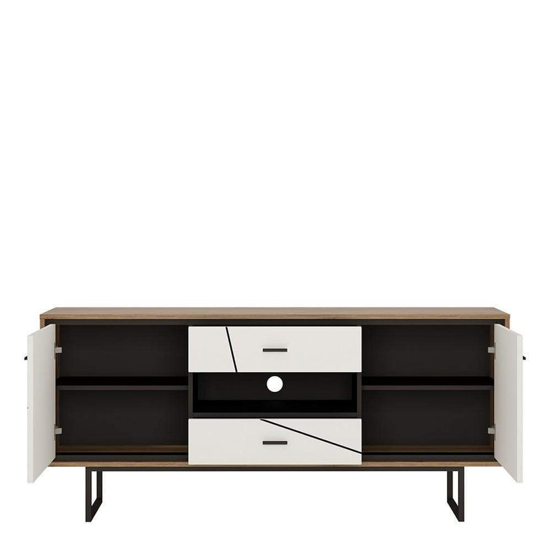 FTG TV Unit Brolo - 2 door 2 drawer TV unit - Walnut/White Bed Kings