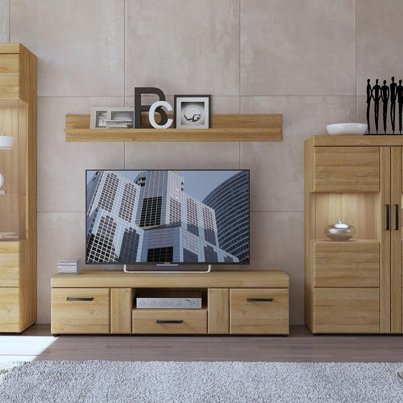 Cortina - 2 door 1 drawer wide TV cabinet - Oak