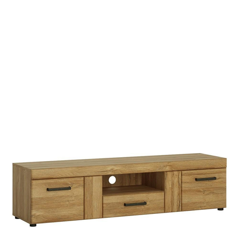 FTG TV Unit Cortina - 2 door 1 drawer wide TV cabinet - Oak Bed Kings