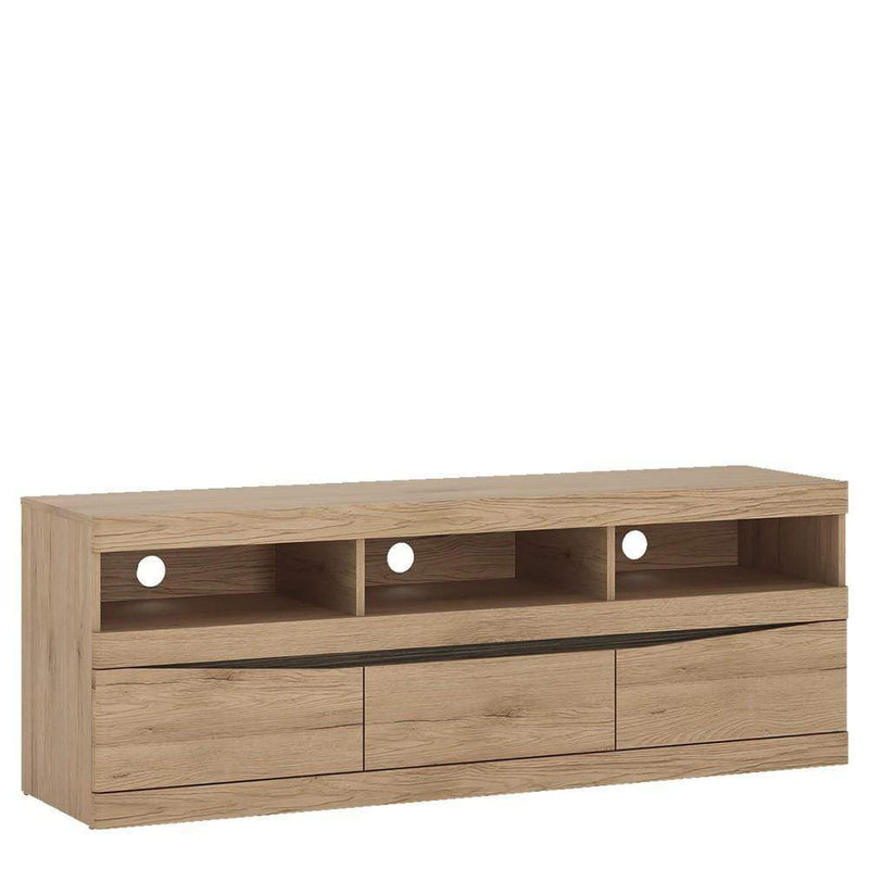FTG TV Unit Kensington - Wide 3 Drawer TV unit - Oak Bed Kings