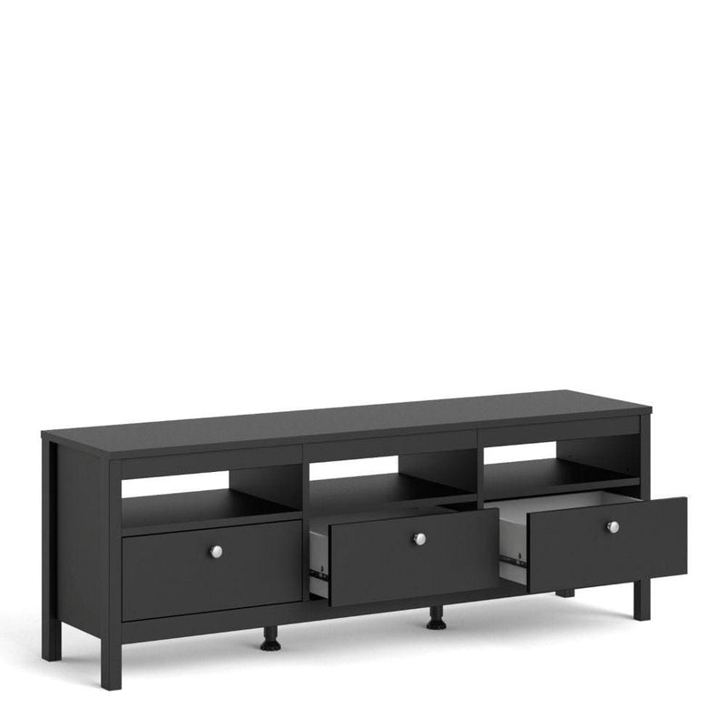 FTG TV Unit Madrid TV Unit 3 Drawers In Matt Black Bed Kings