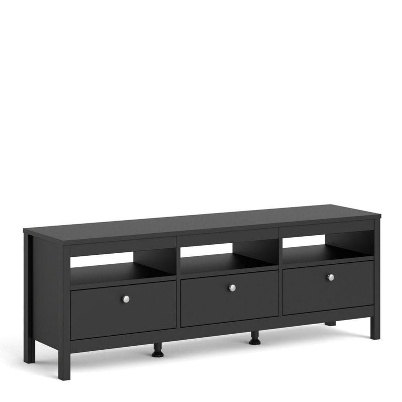 FTG TV Unit Madrid TV Unit 3 Drawers In Matt Black Bed Kings
