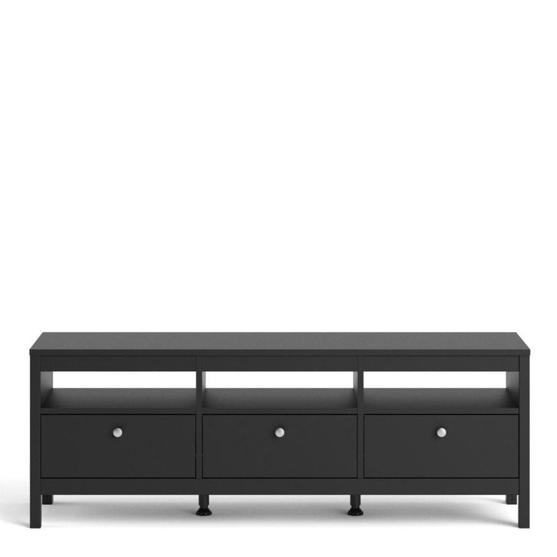 FTG TV Unit Madrid TV Unit 3 Drawers In Matt Black Bed Kings