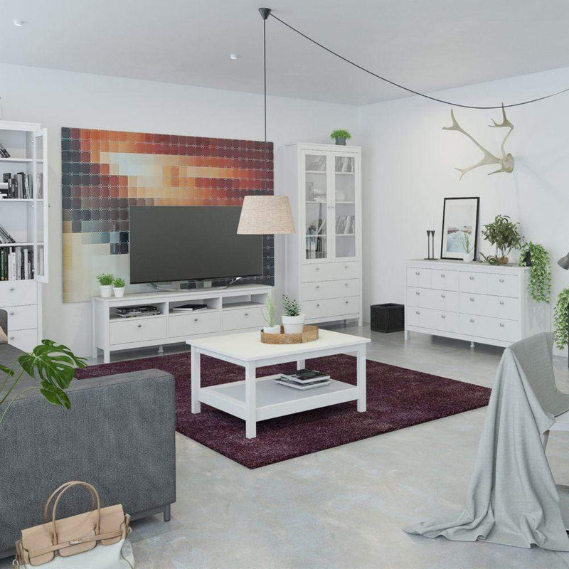 FTG TV Unit Madrid TV Unit 3 Drawers In White Bed Kings