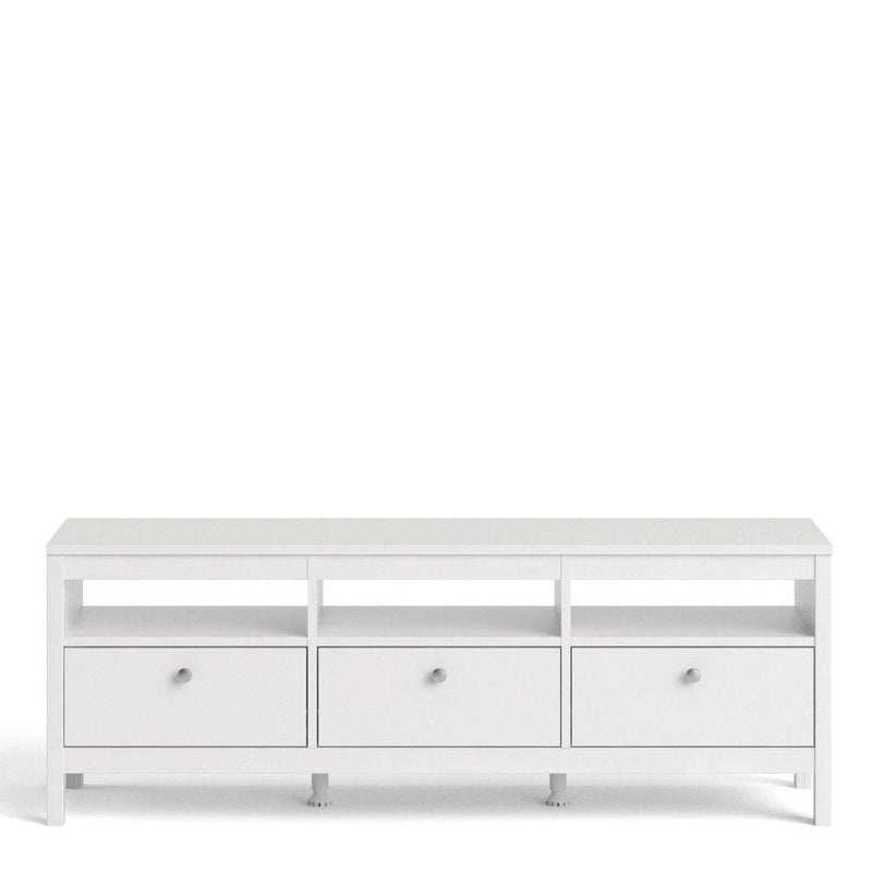 FTG TV Unit Madrid TV Unit 3 Drawers In White Bed Kings