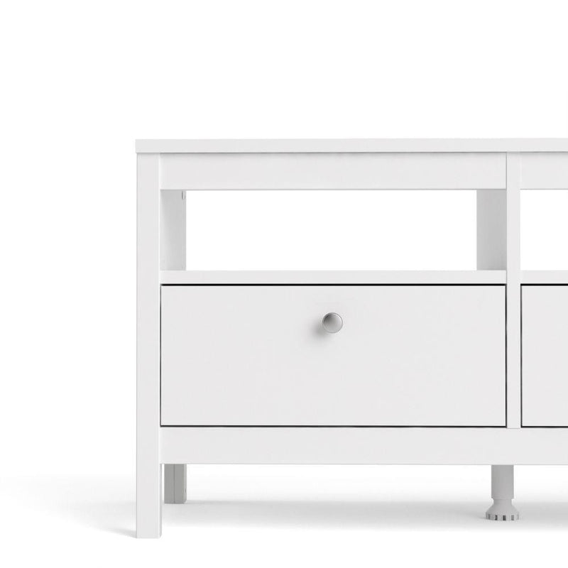 FTG TV Unit Madrid TV Unit 3 Drawers In White Bed Kings