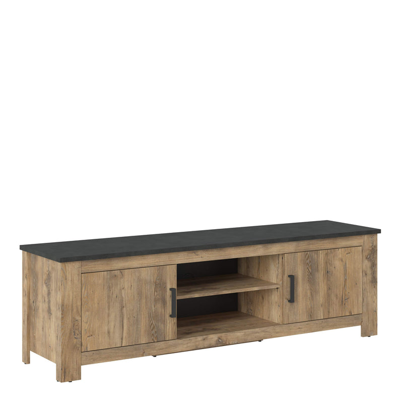 FTG TV Unit Rapallo - Rapallo 2 door 189 cm wide TV cabinet in Chestnut and Matera Grey Bed Kings
