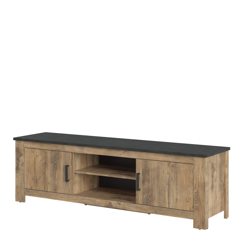 FTG TV Unit Rapallo - Rapallo 2 door 189 cm wide TV cabinet in Chestnut and Matera Grey Bed Kings
