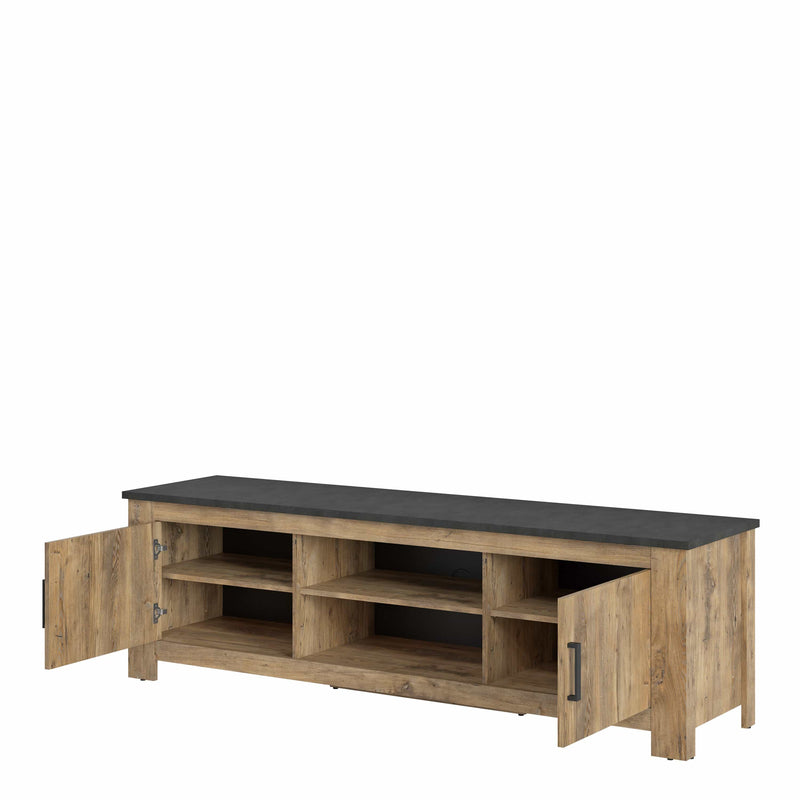 FTG TV Unit Rapallo - Rapallo 2 door 189 cm wide TV cabinet in Chestnut and Matera Grey Bed Kings