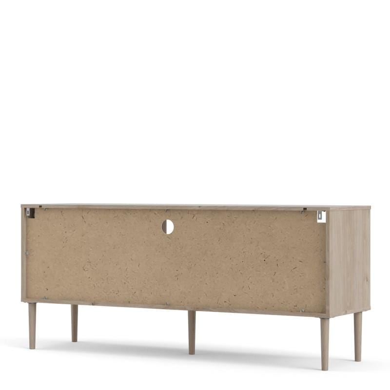 FTG TV Unit Rome TV-unit 2 Sliding Doors in Jackson Hickory Oak with Matt Black Bed Kings