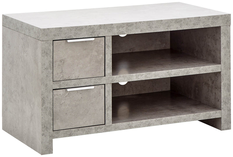 GFW TV Unit Bloc 2 Drawer Tv Unit Concrete - GFW Bed Kings