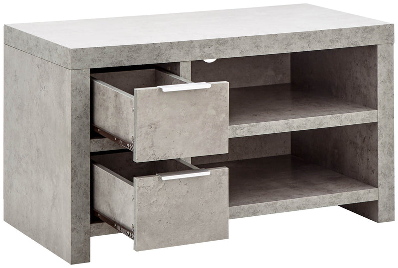 GFW TV Unit Bloc 2 Drawer Tv Unit Concrete - GFW Bed Kings