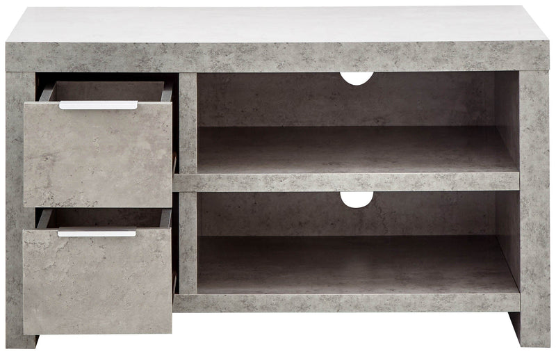 GFW TV Unit Bloc 2 Drawer Tv Unit Concrete - GFW Bed Kings