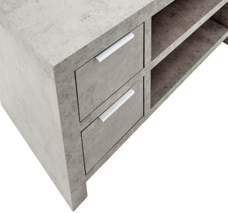 GFW TV Unit Bloc 2 Drawer Tv Unit Concrete - GFW Bed Kings