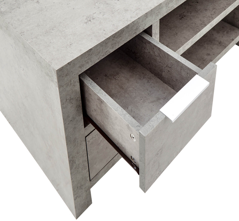 GFW TV Unit Bloc 2 Drawer Tv Unit Concrete - GFW Bed Kings