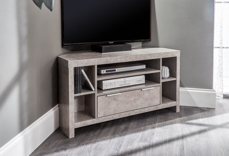 GFW TV Unit Bloc Corner Tv Unit Concrete - GFW Bed Kings