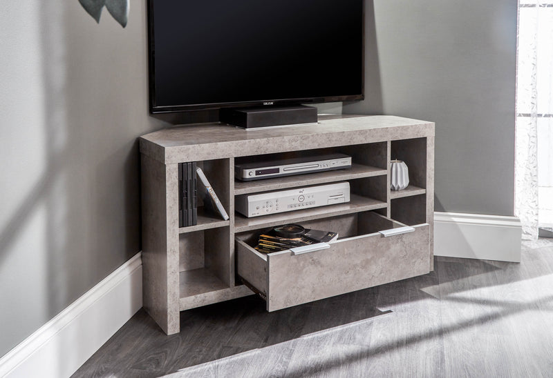 GFW TV Unit Bloc Corner Tv Unit Concrete - GFW Bed Kings