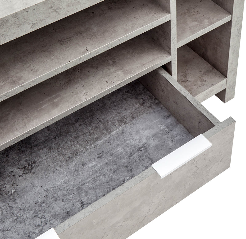 Concrete effect corner tv unit deals