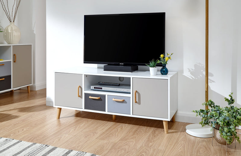 GFW TV Unit Delta Large TV Unit White/Grey Multi Bed Kings