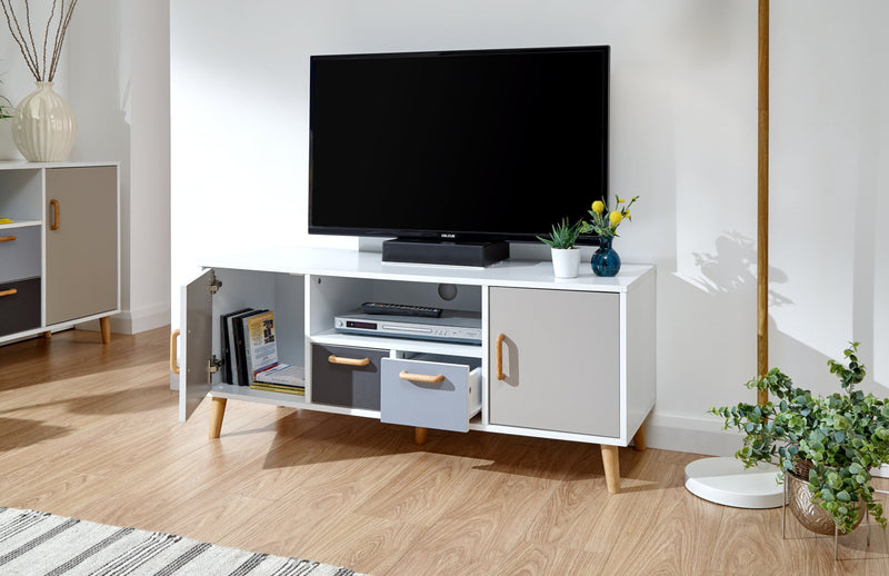 GFW TV Unit Delta Large TV Unit White/Grey Multi Bed Kings