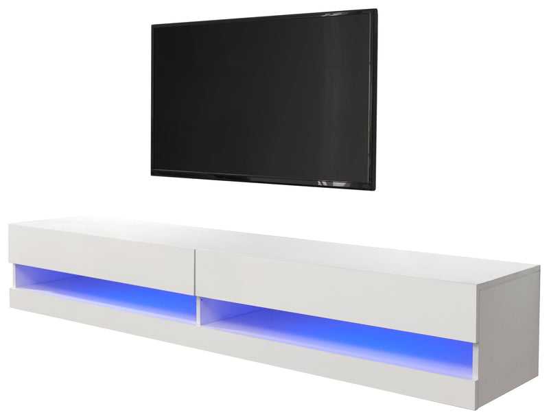 GFW TV Unit Galicia 150Cm Wall TV Unit With Led White Bed Kings