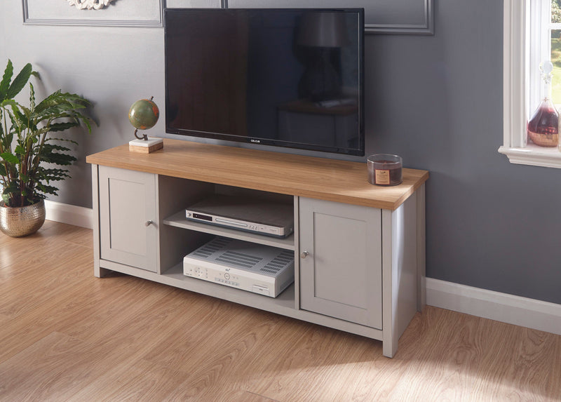 GFW TV Unit Lancaster Large TV Cabinet Grey Bed Kings
