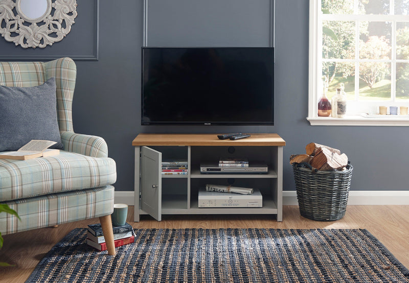 GFW TV Unit Lancaster Small TV Cabinet Grey Bed Kings