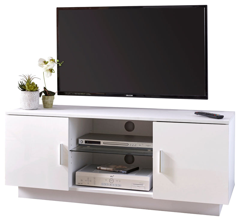 GFW TV Unit Lima High Gloss TV Unit  White Bed Kings
