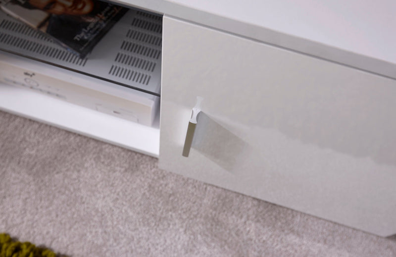 GFW TV Unit Lima High Gloss TV Unit  White Bed Kings
