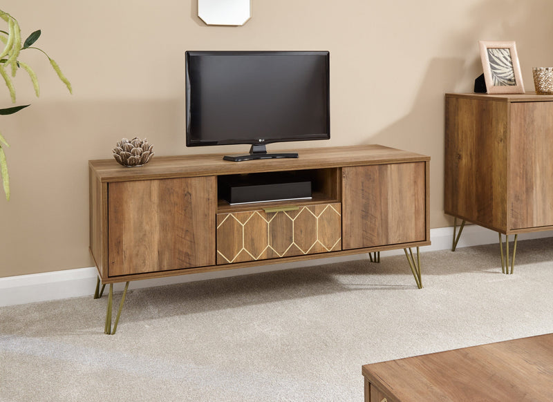 GFW TV Unit Orleans 1 Drawer TV Stand Mango Bed Kings
