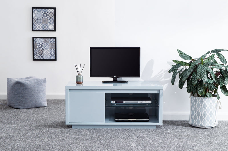 GFW TV Unit Polar High Gloss Led TV Unit Grey Bed Kings
