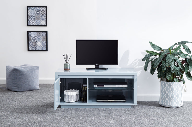 GFW TV Unit Polar High Gloss Led TV Unit Grey Bed Kings
