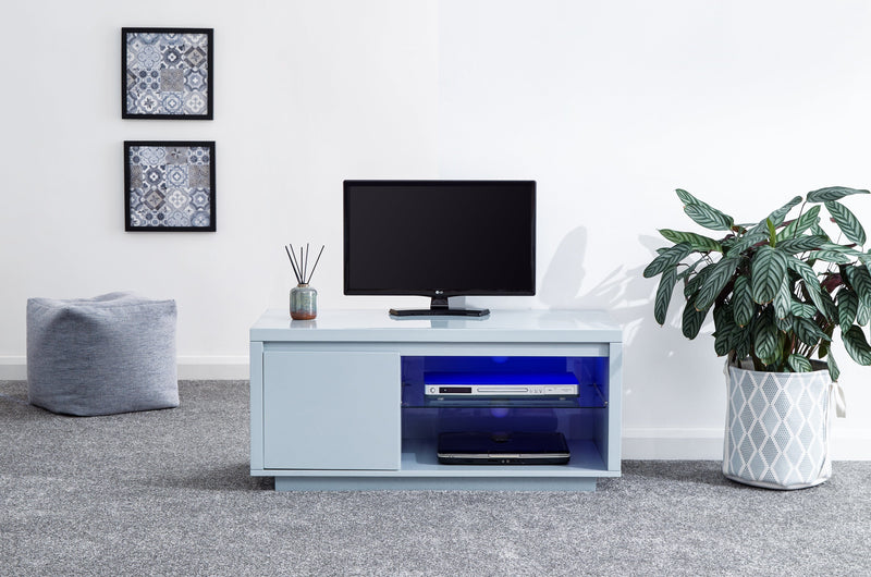 GFW TV Unit Polar High Gloss Led TV Unit Grey Bed Kings